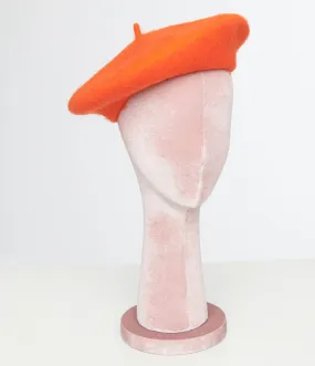 1960s Orange Wool Beret