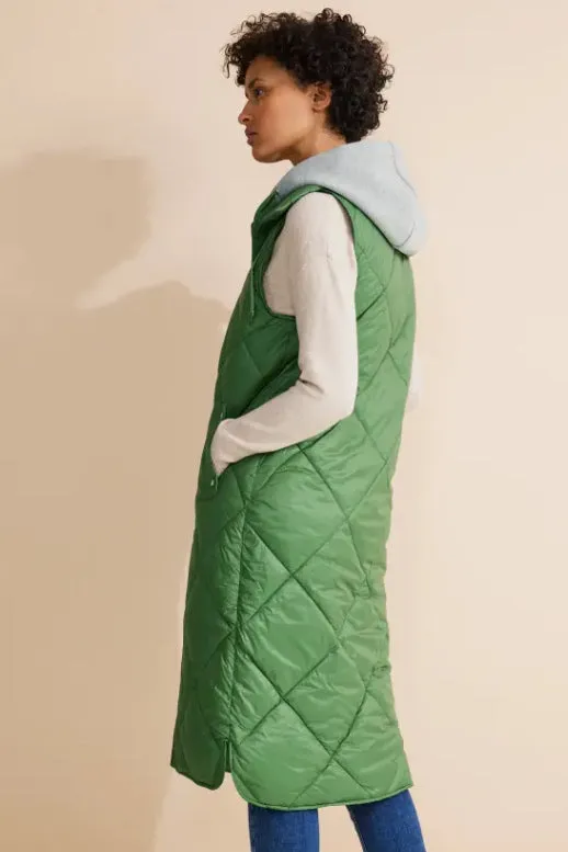 220218- Green Long Padded Gillet - Street One