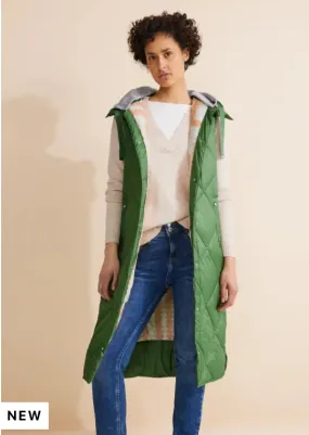 220218- Green Long Padded Gillet - Street One