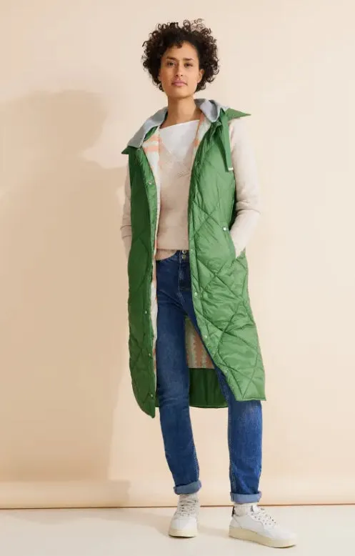 220218- Green Long Padded Gillet - Street One