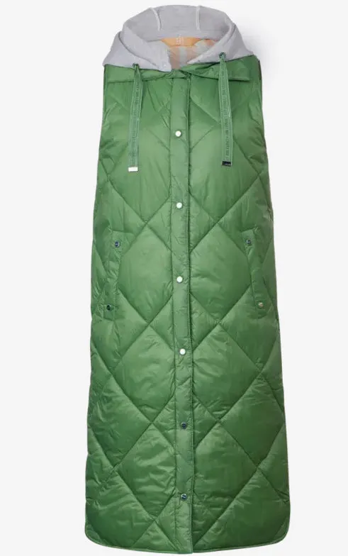 220218- Green Long Padded Gillet - Street One