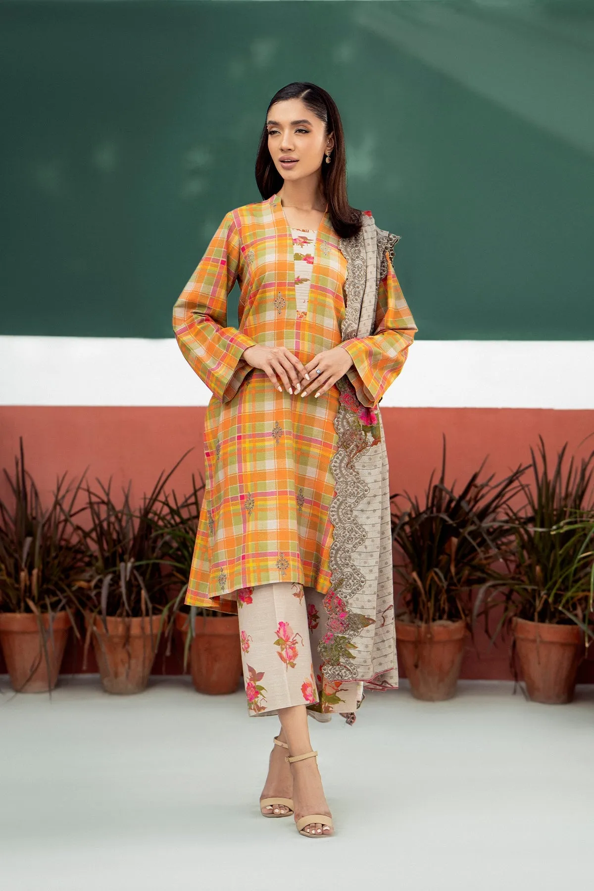 3-Pc Charizma Unstitched Embroidered Khaddar With Wool Shawl ANW-07