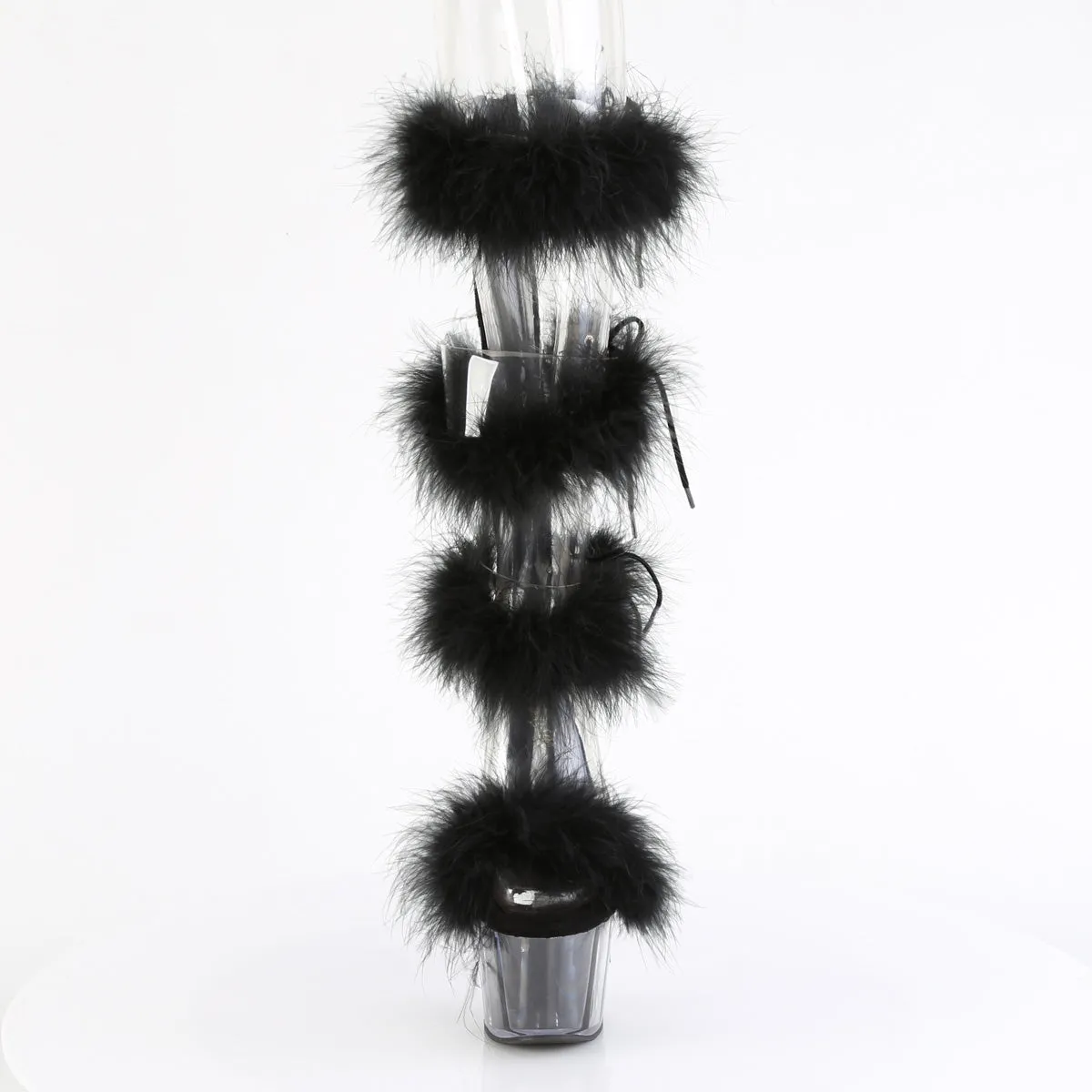 7 Inch Heel ADORE-728F Clear Black Fur