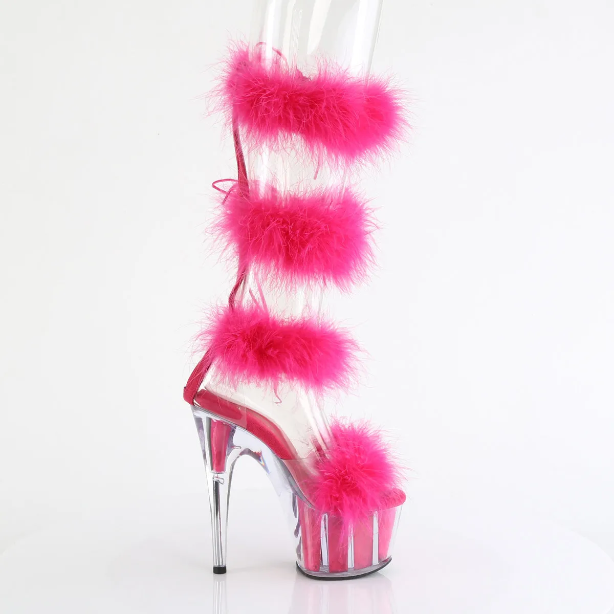 7 Inch Heel ADORE-728F Clear Hot Pink Fur