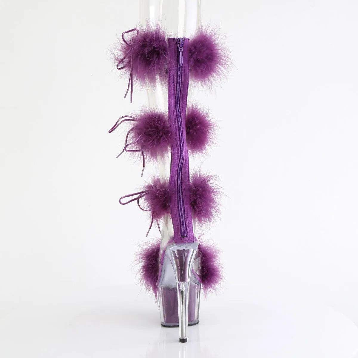 7 Inch Heel ADORE-728F Clear Purple Fur