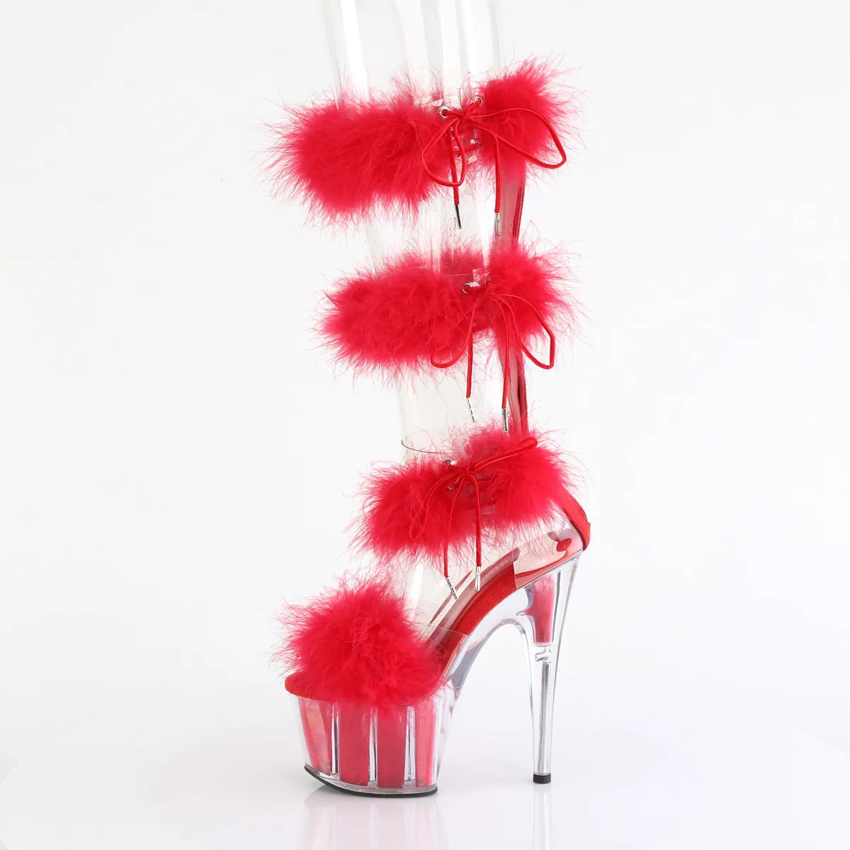 7 Inch Heel ADORE-728F Clear Red Fur