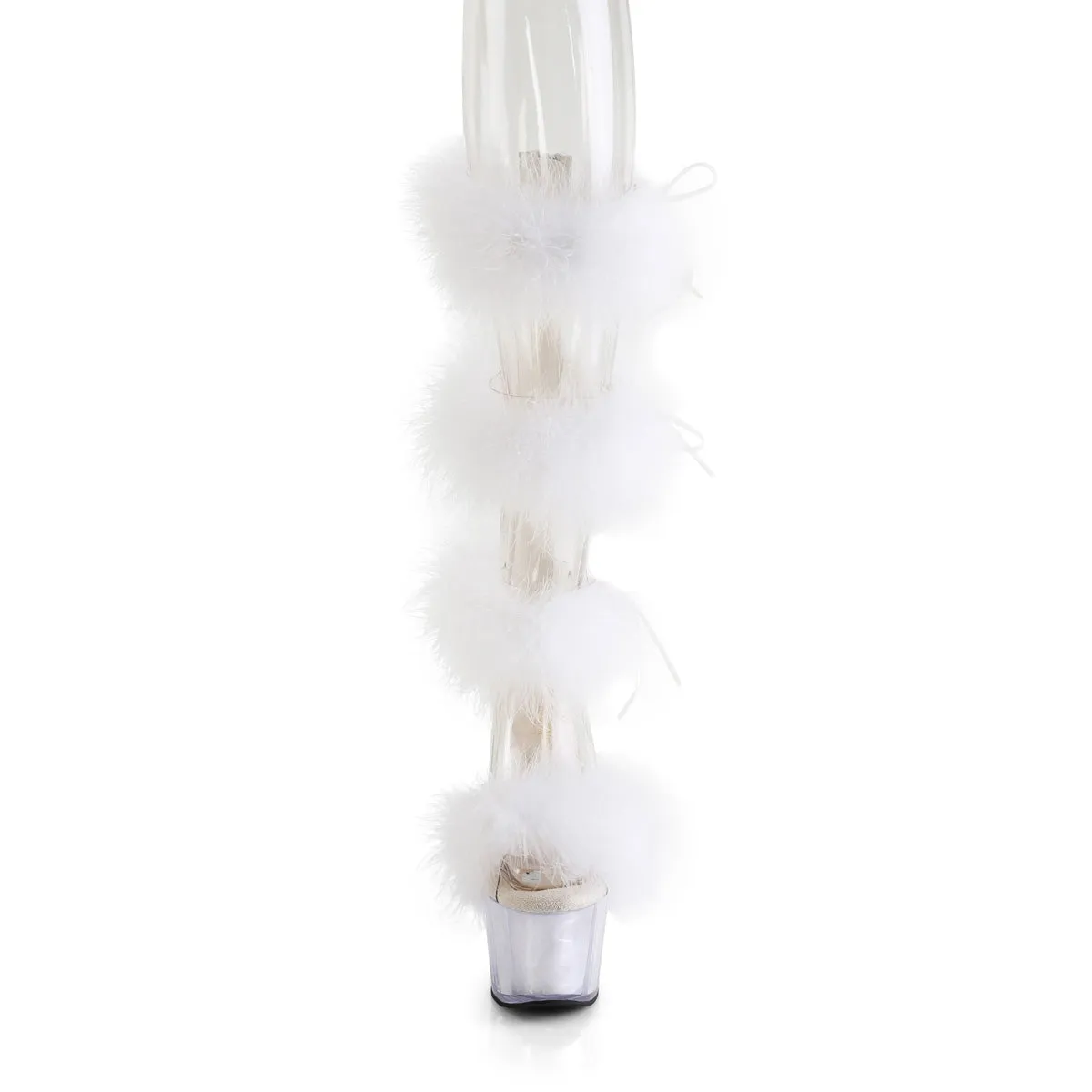 7 Inch Heel ADORE-728F Clear White Fur