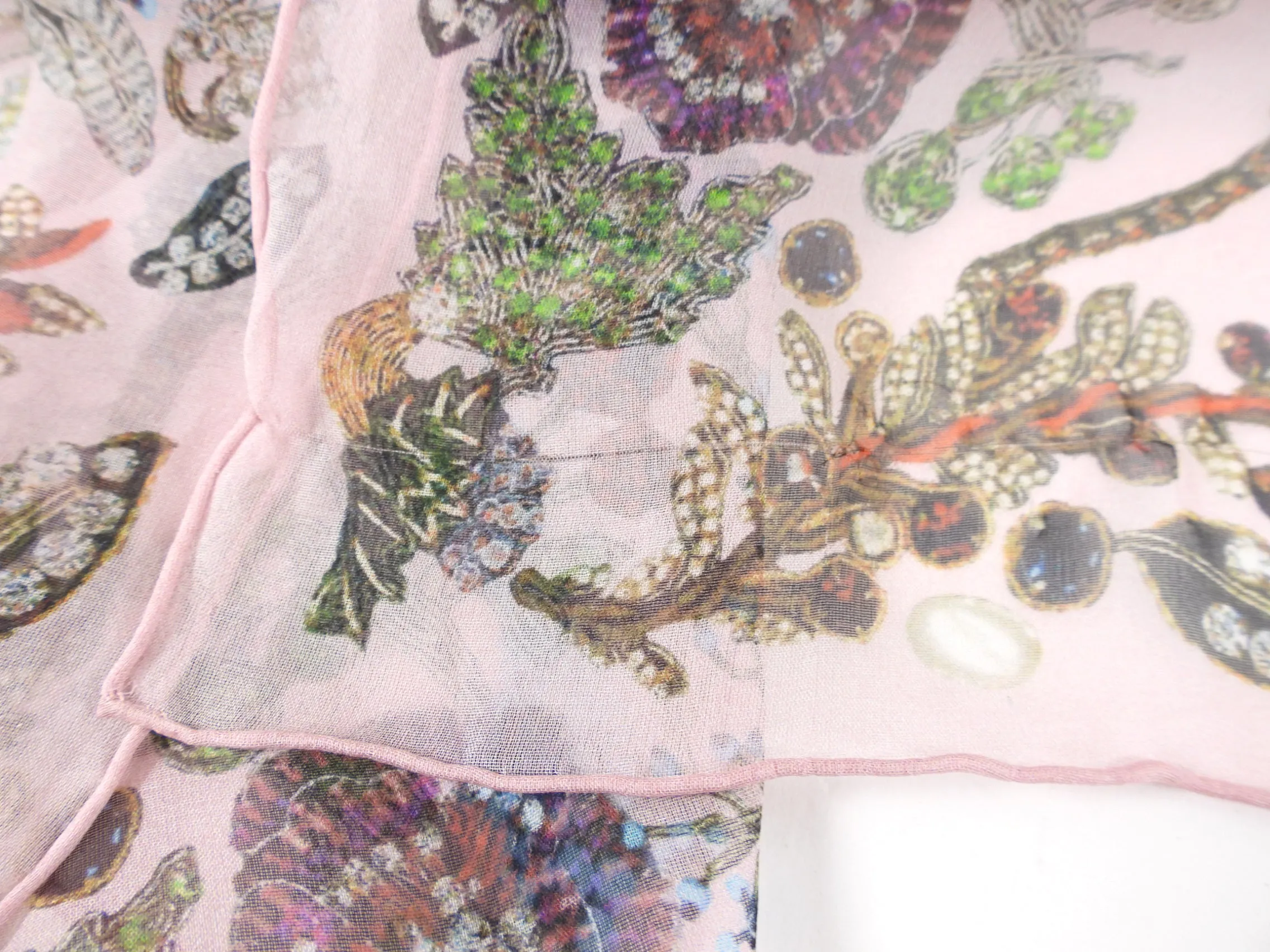 Alexander McQueen Pink Sheer Silk Chiffon Shawl Scarf