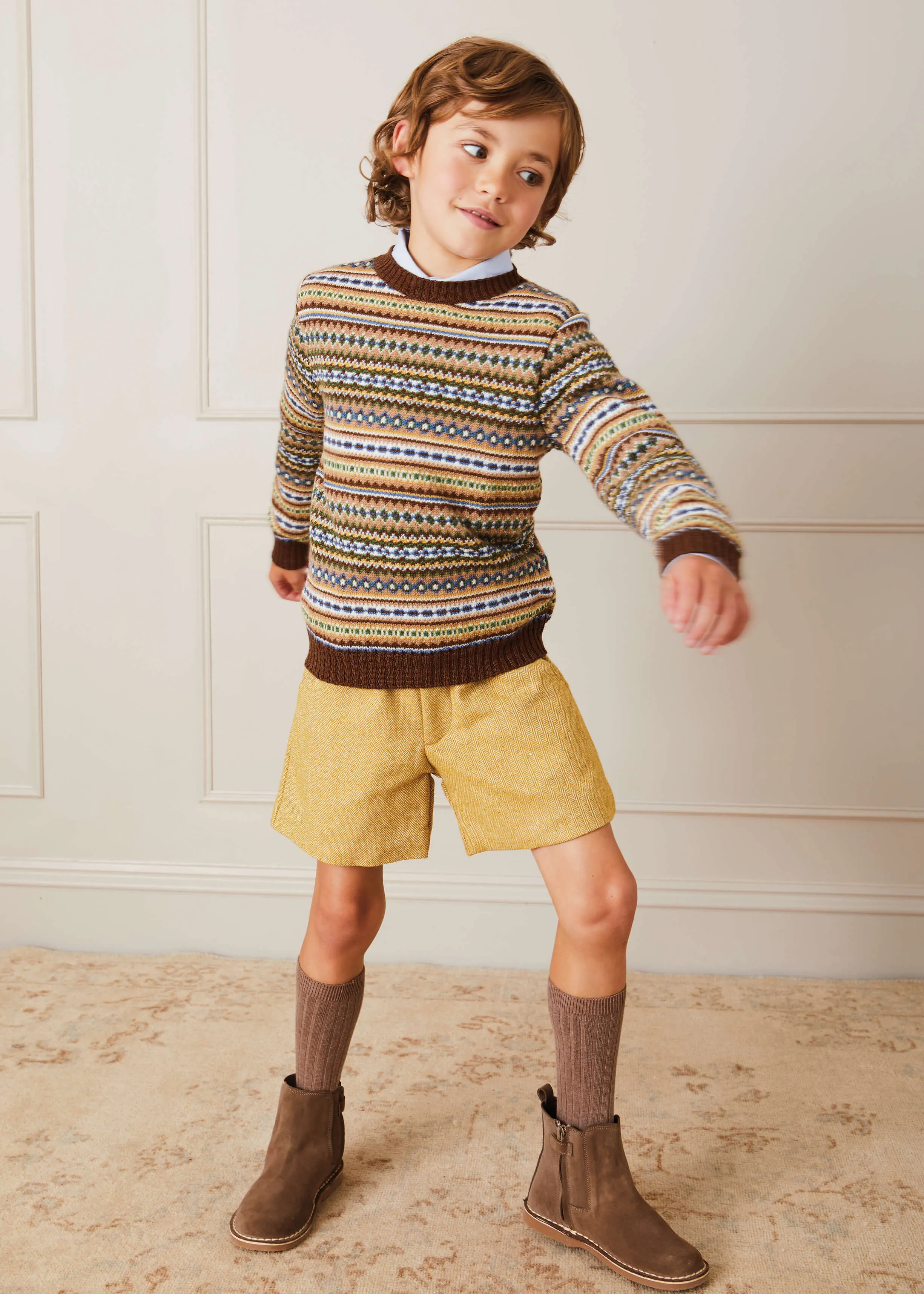 All Over Fair Isle Jumper In Oatmeal (4-10yrs)