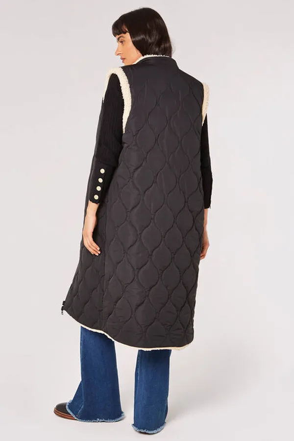 Apricot Reversible Borg Quilted Vest