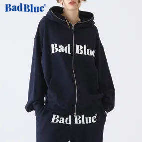 Bad Blue  |●Bad Blue● Logo Pull Zip Hoodie Navy