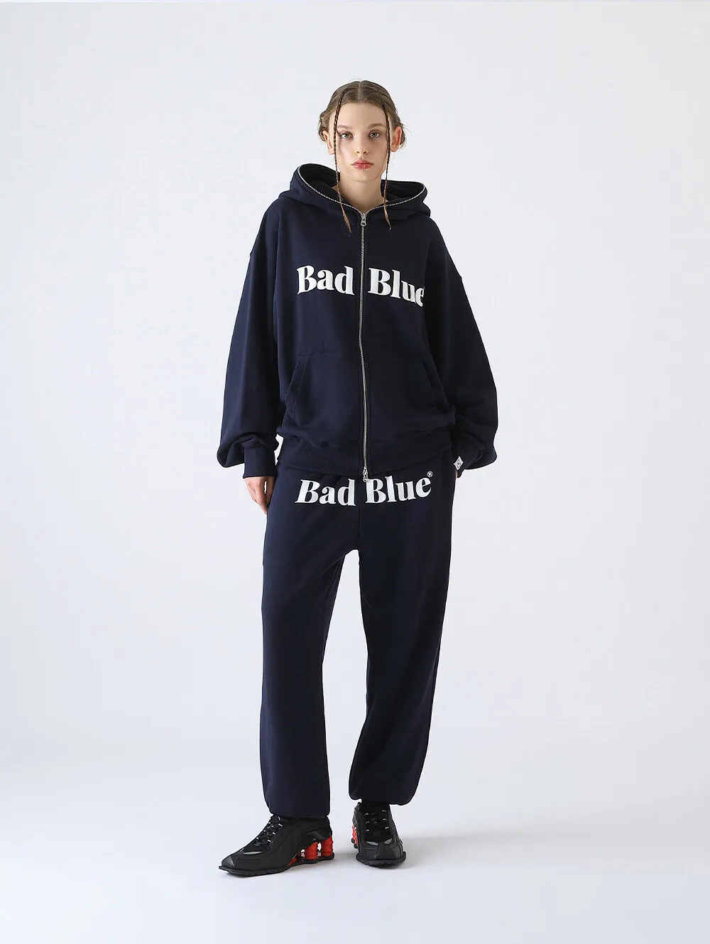 Bad Blue  |●Bad Blue● Logo Pull Zip Hoodie Navy