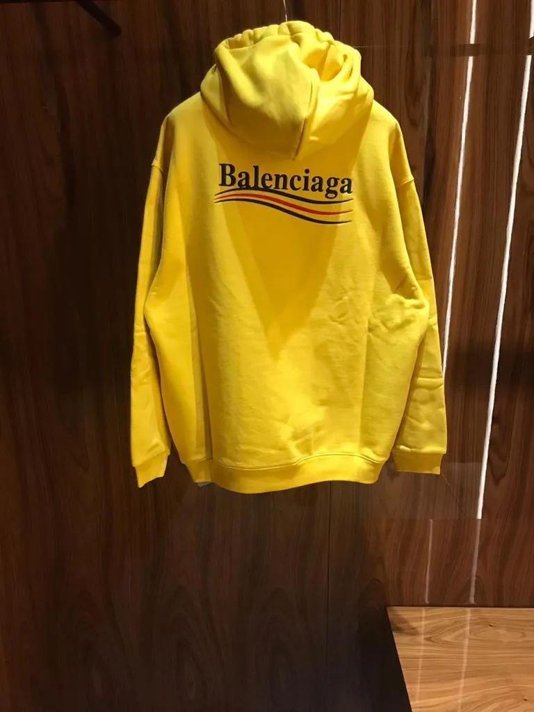 BALENCIAGA  |Men's political campaign medium fit hoodie in grey