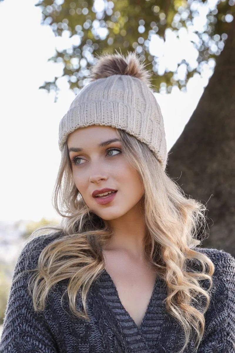 Basic Ribbed Pom Beanie