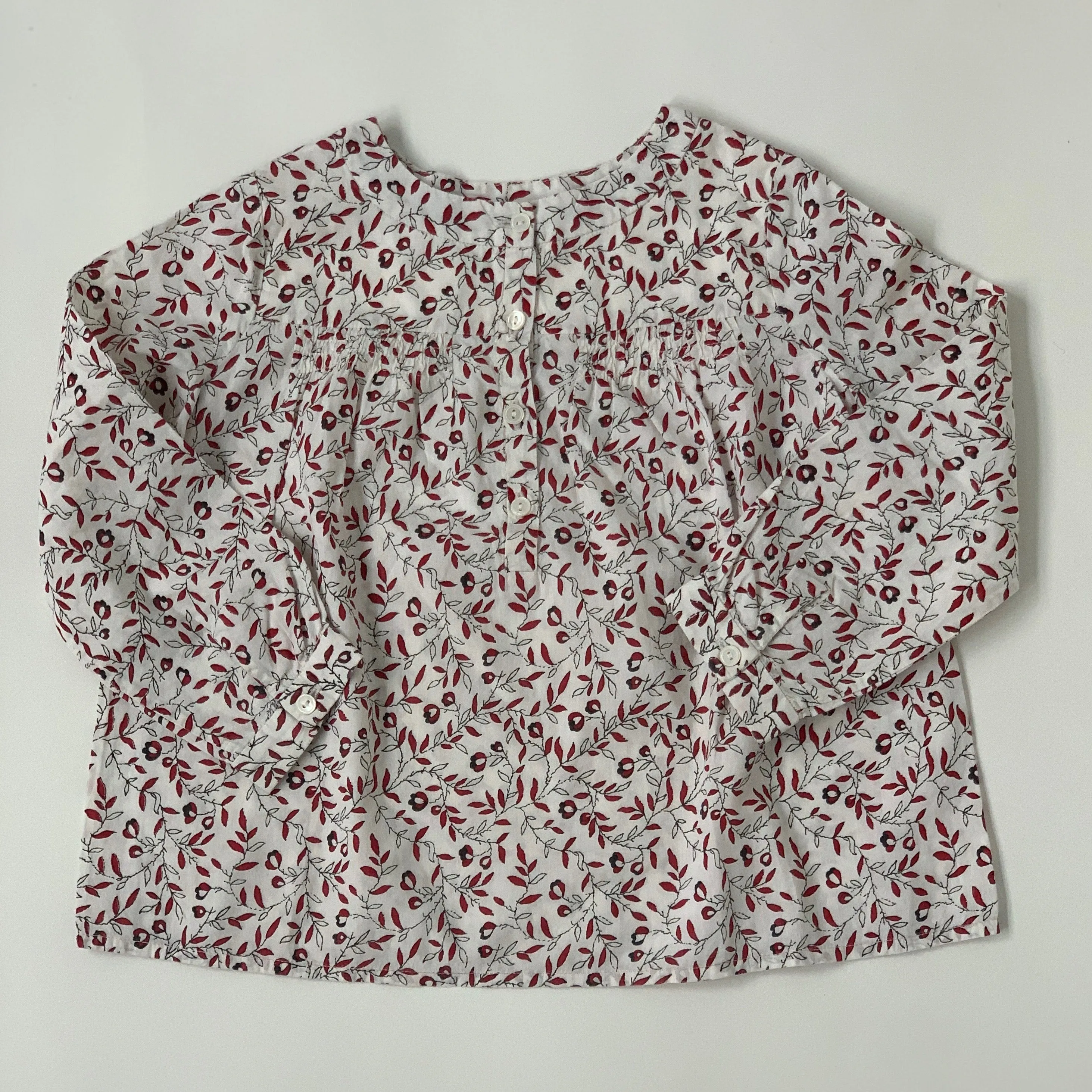 Bonpoint Leaf Print Cotton Blouse: 3 Years