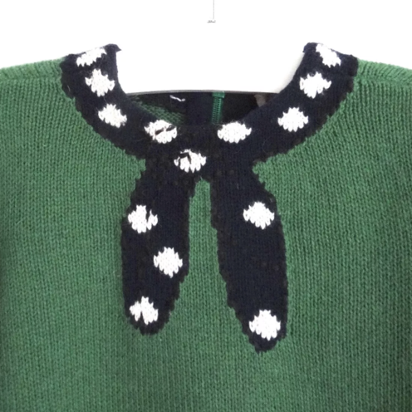 Bonpoint Wool/ Angora Mix Green Jumper With Trompe L'Oeil Tie