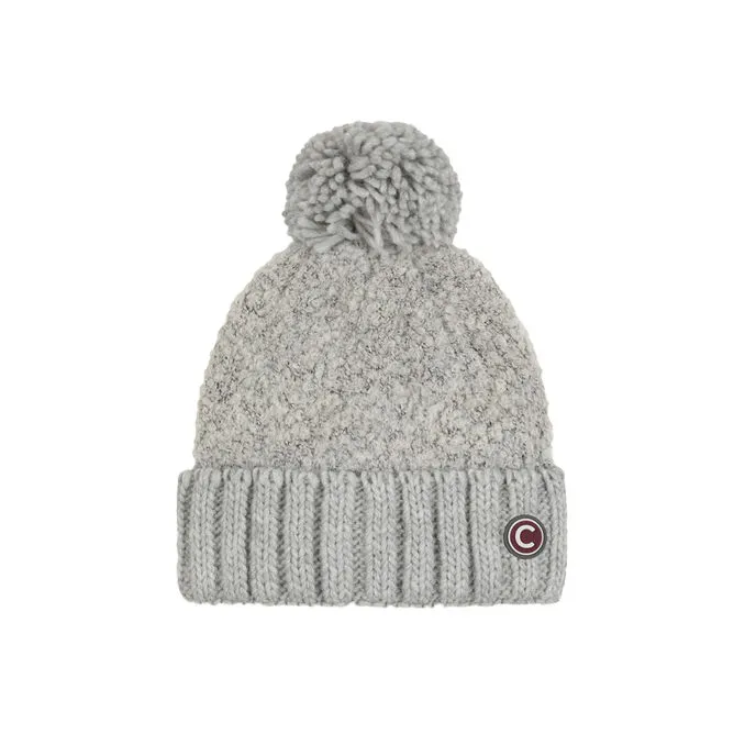 BOUCLE YARN HAT WITH POMPON Woman Grey Melange 