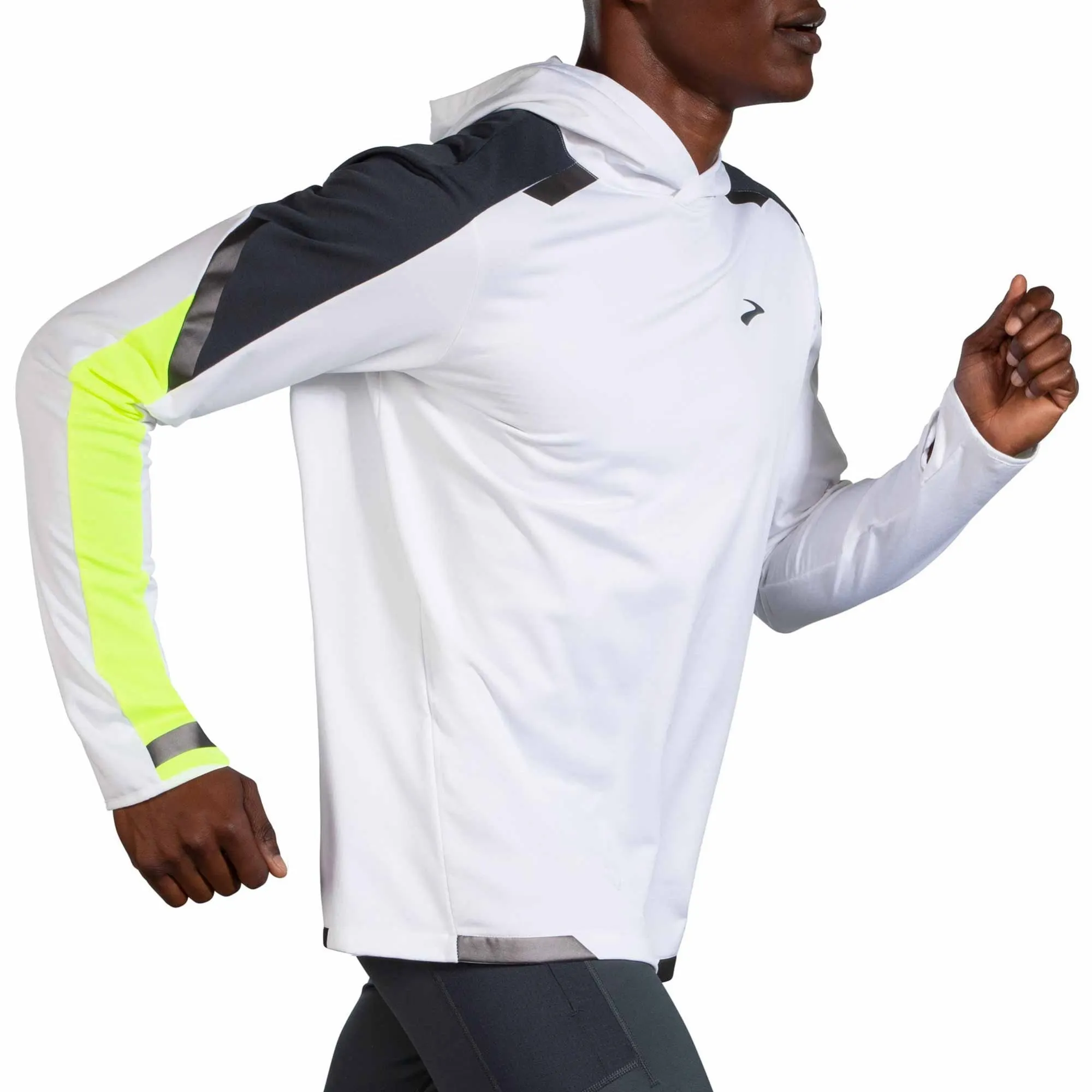 Brooks  Run Visible Mens Thermal Hoodie White/Asphalt/Nightlife