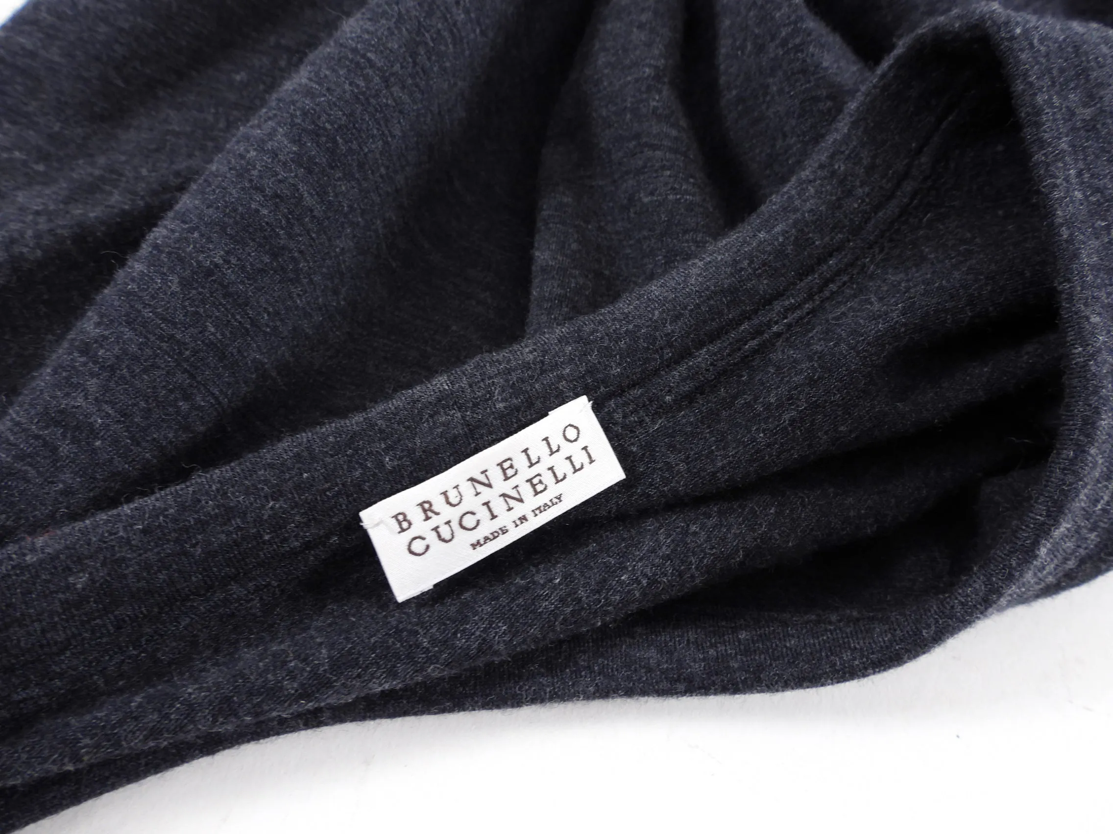 Brunello Cucinelli Charcoal Grey Wool Dress with Silk Inset - L (8/10)