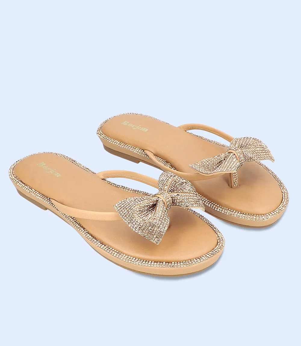 BW9474-BEIGE/GOLD-Women Formal Chappal