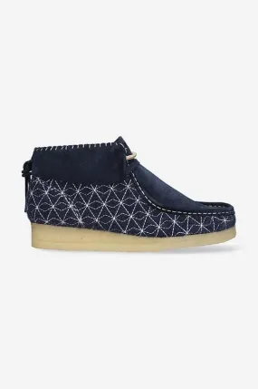 Clarks ankle boots Wallabee Boot women's navy blue color 26168706