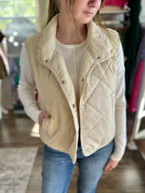 Cream Quilted Puff Vest