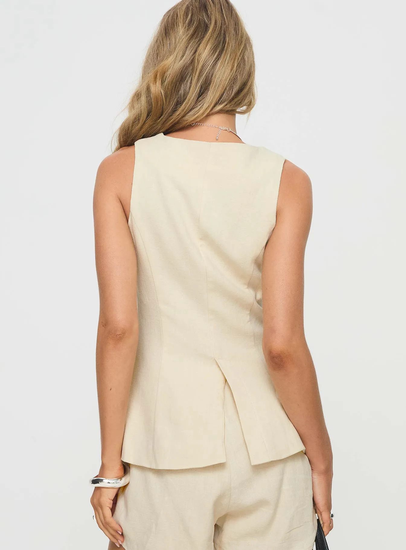 Days With You Linen Blend Vest Top Sand