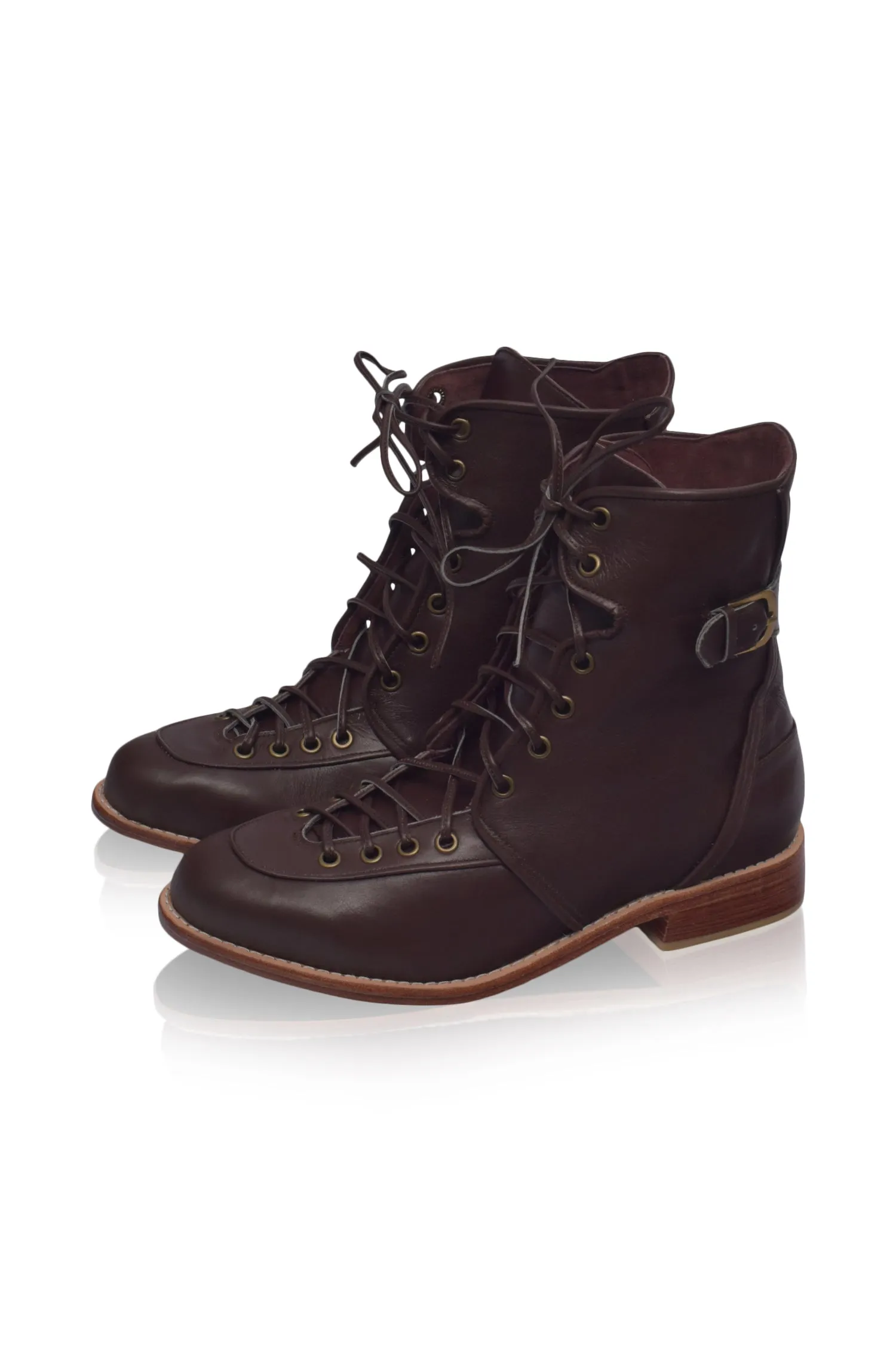 Desert Seeker Combat Leather Boots in Dark Brown