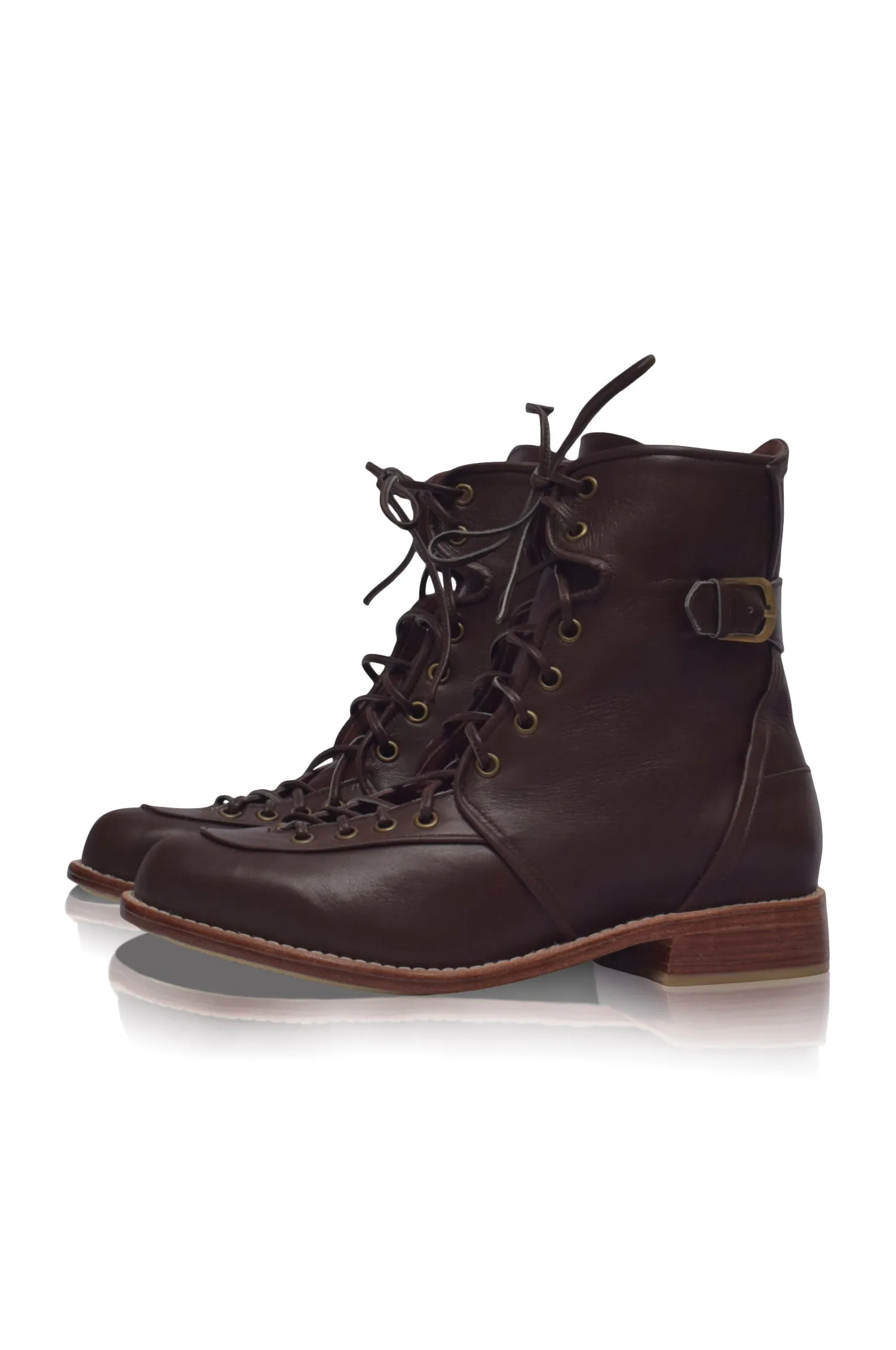 Desert Seeker Combat Leather Boots in Dark Brown