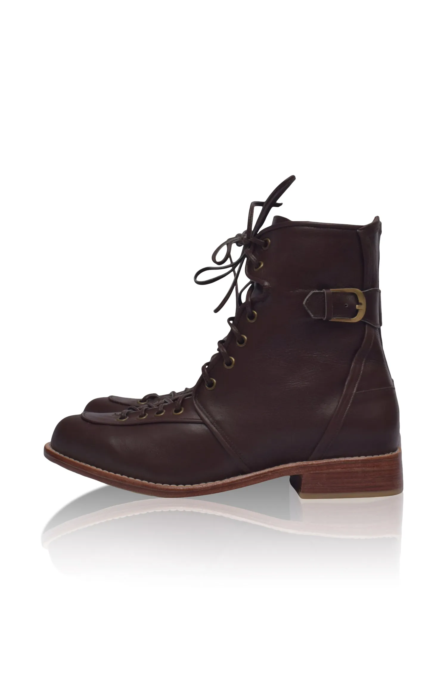 Desert Seeker Combat Leather Boots in Dark Brown