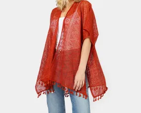 Ethnic Patterned Lace Cover Up Poncho