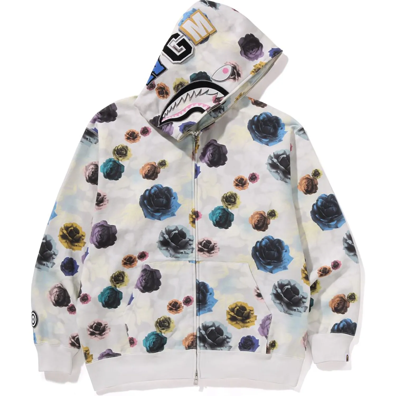 FLORAL CAMO SHARK RELAXED FIT FULL ZIP HOODIE MENS