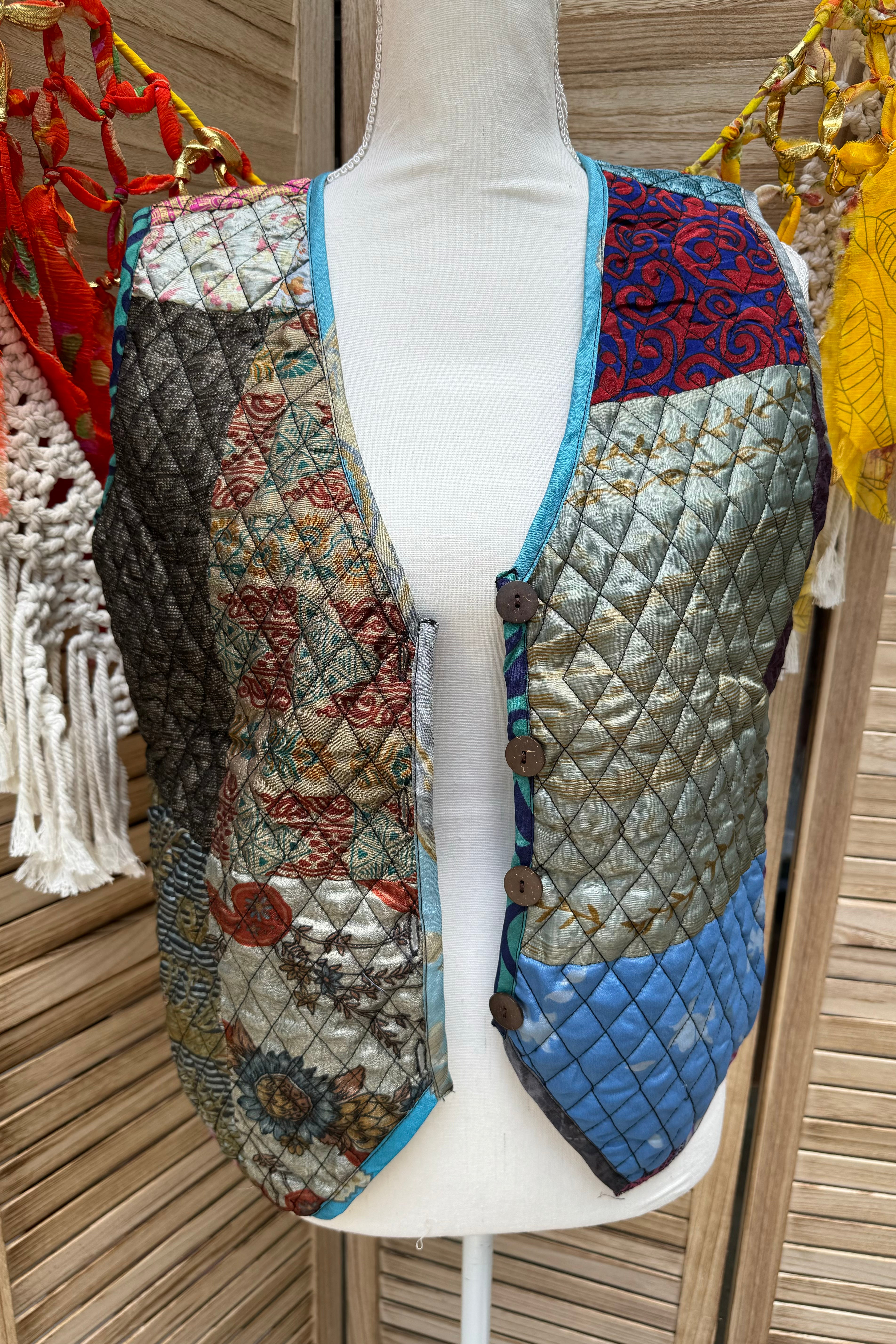 Funky Quilted Polysilk Vest - Combo 4