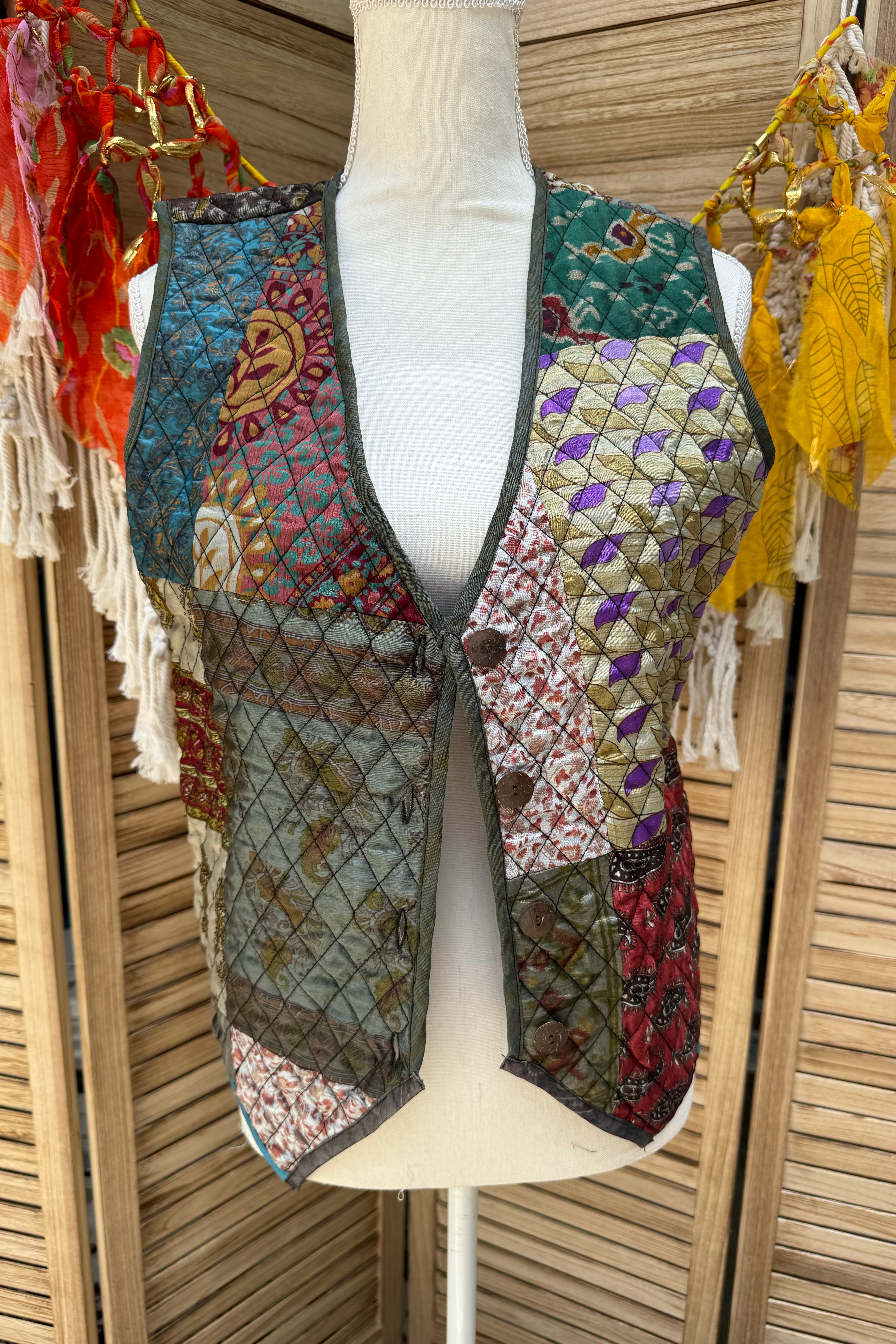 Funky Quilted Polysilk Vest - Combo 5