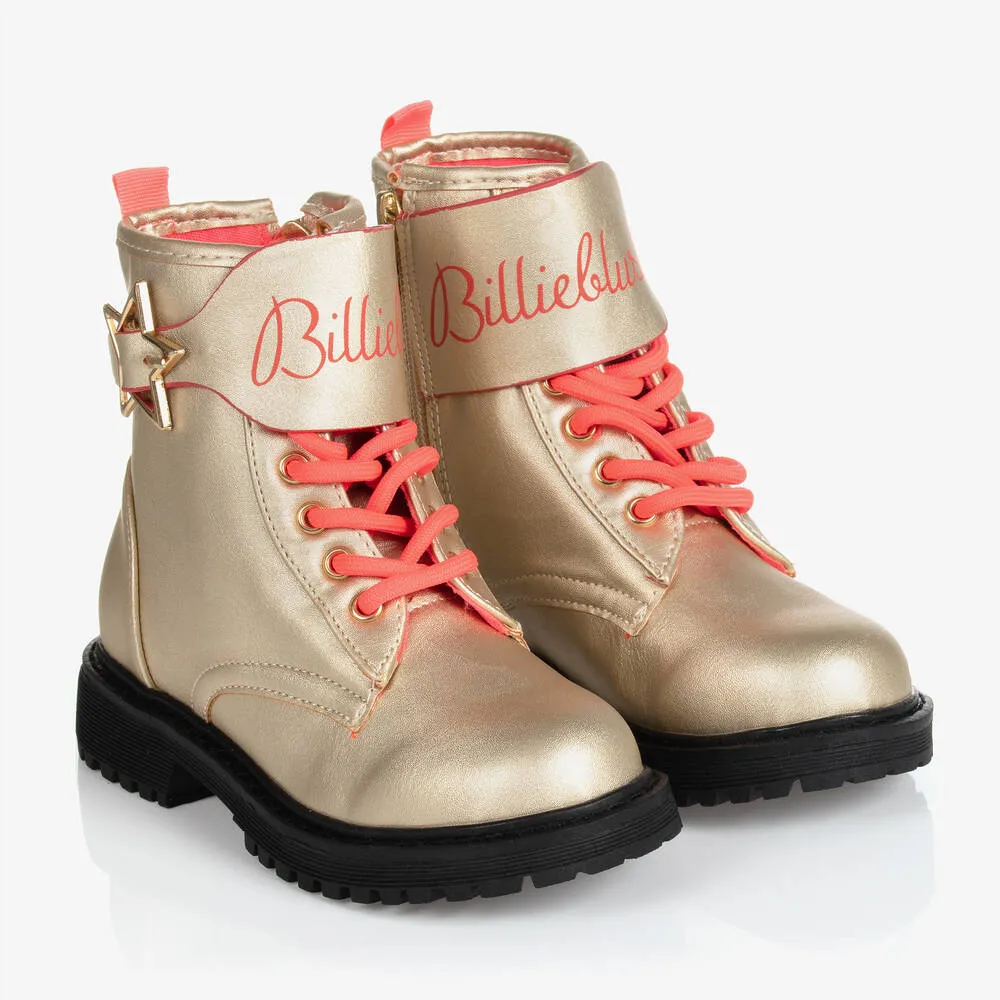 Girls Gold Logo Ankle Boots