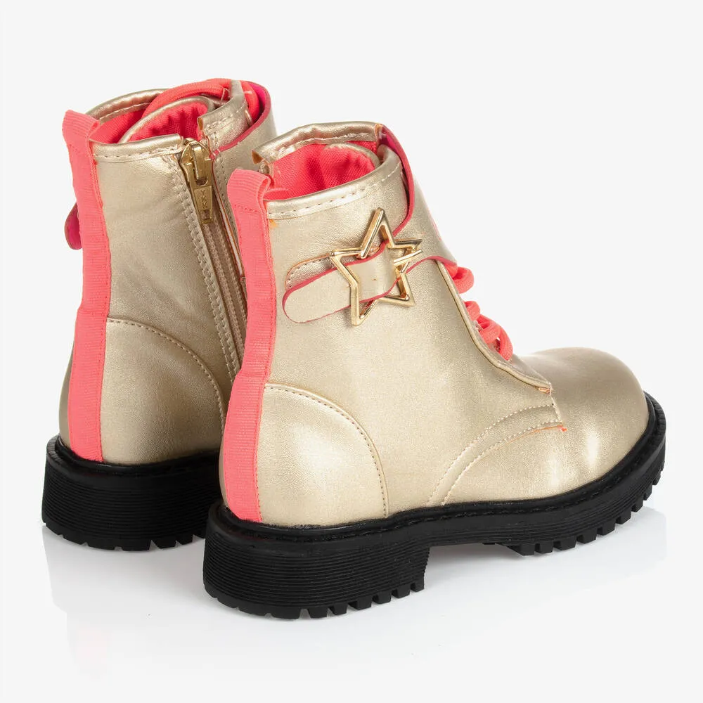 Girls Gold Logo Ankle Boots