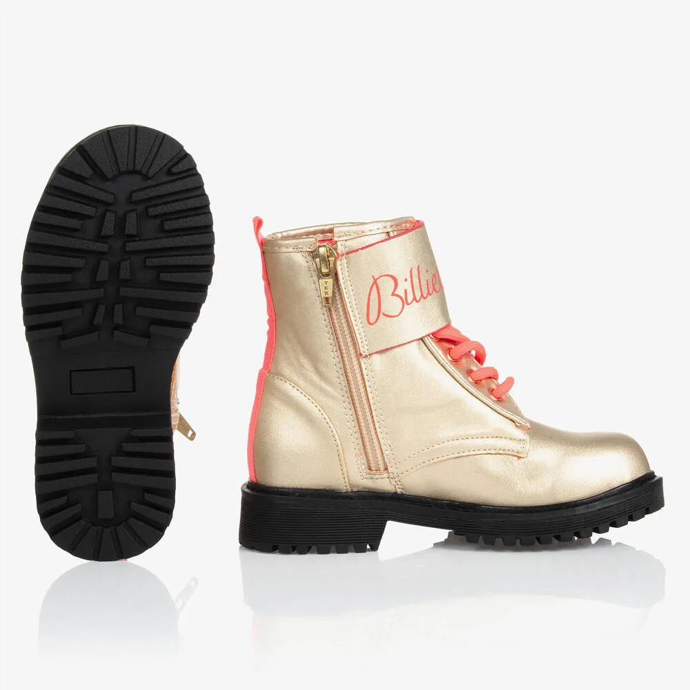 Girls Gold Logo Ankle Boots