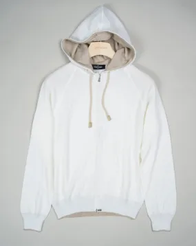 Gran Sasso Cotton Cashmere Full-Zip Hoodie / Off white