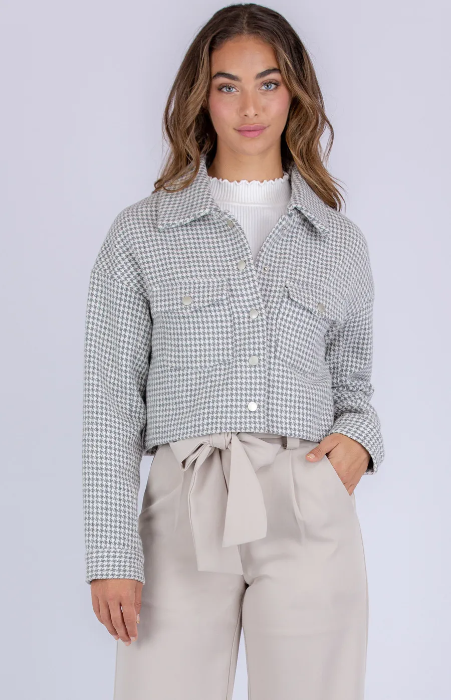 Houndstooth Cropped Jacket (SJT355B)