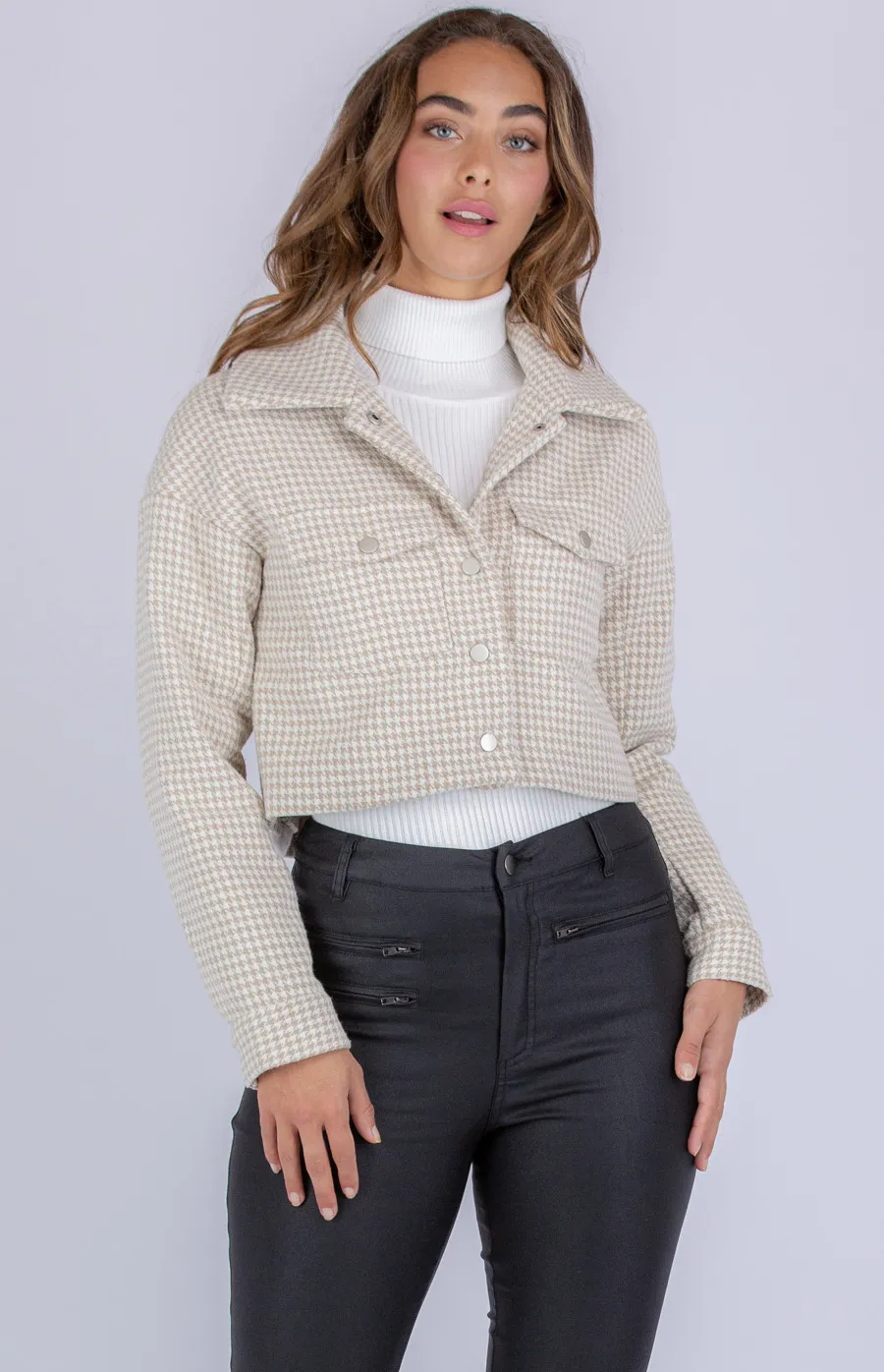 Houndstooth Cropped Jacket (SJT355B)