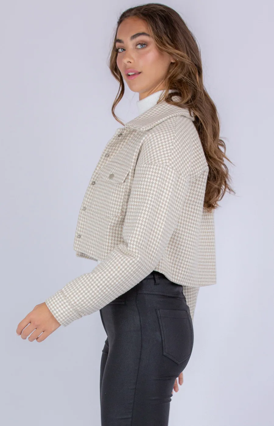 Houndstooth Cropped Jacket (SJT355B)