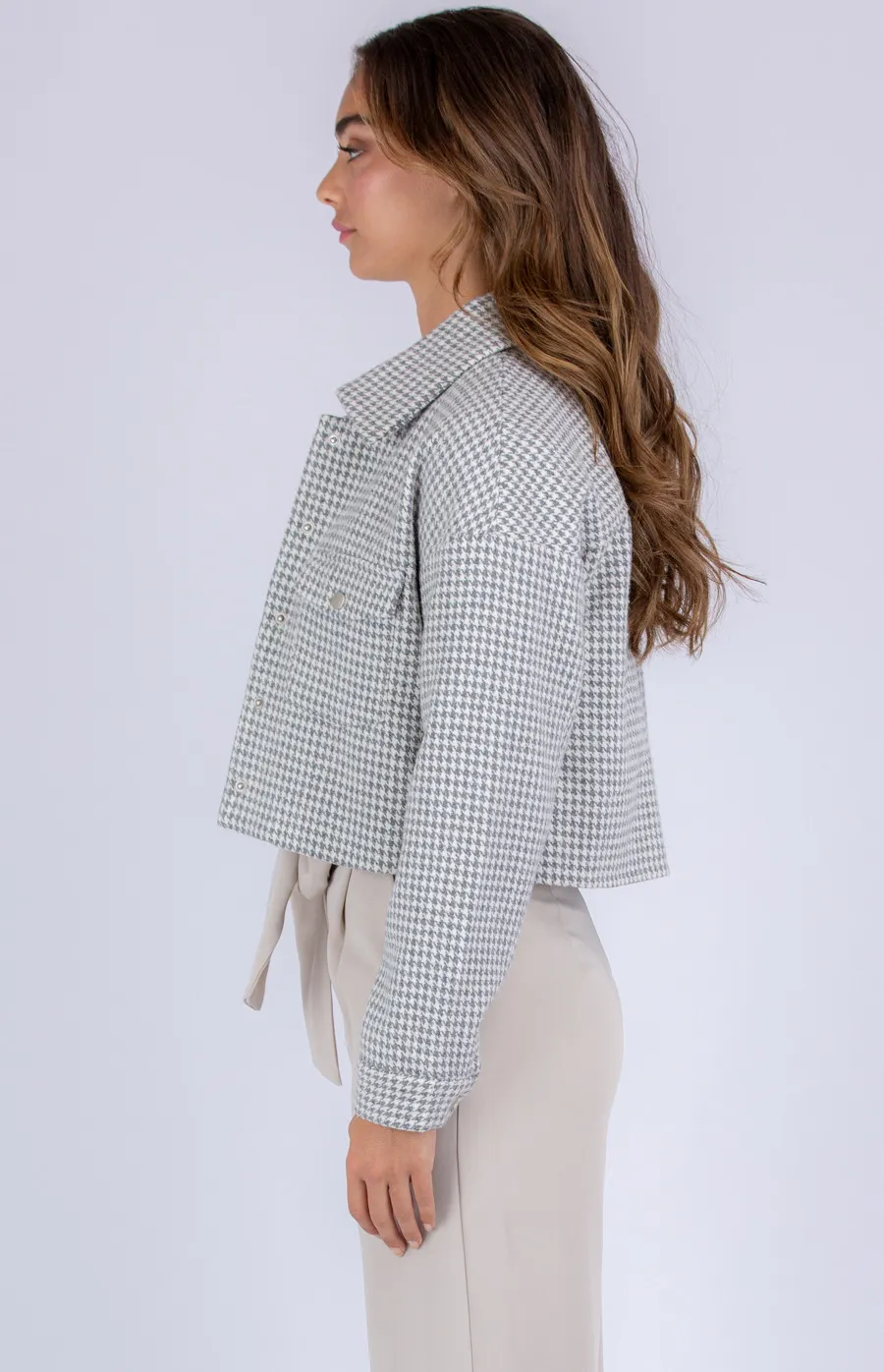 Houndstooth Cropped Jacket (SJT355B)