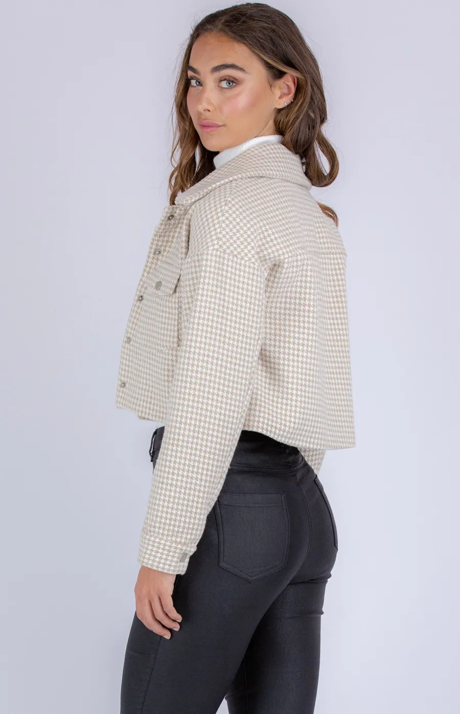 Houndstooth Cropped Jacket (SJT355B)