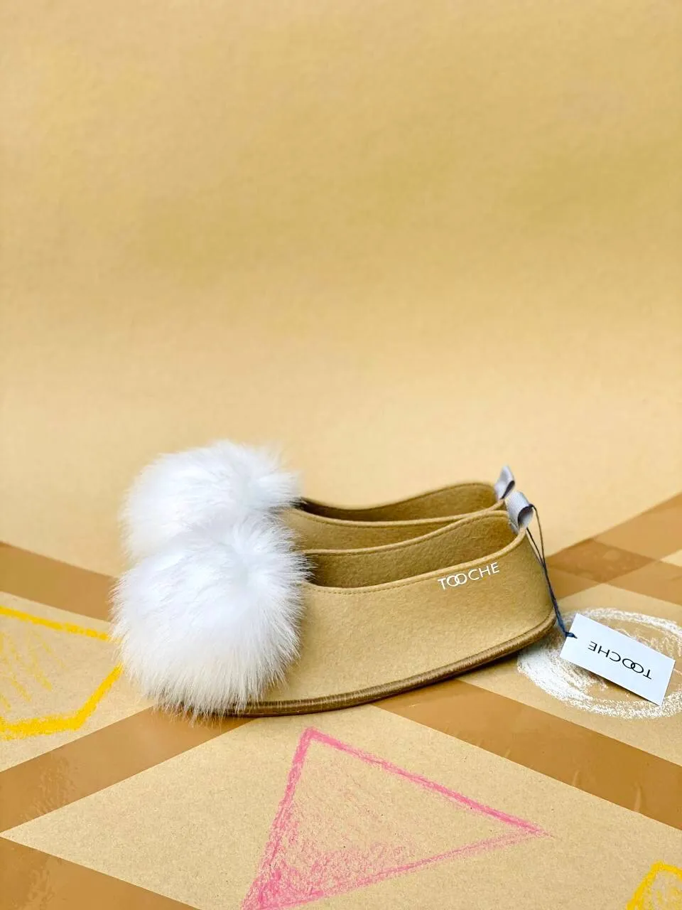 ICE CREAM VEGAN POMPOM slippers