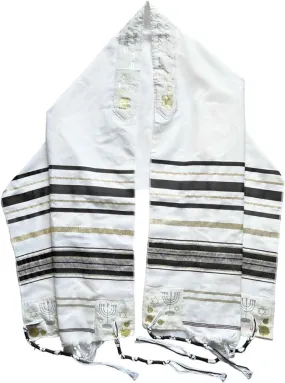 Jewish Black Tallit Prayer Shawl Scarf 72 x 22 w/ Bag for Men & Women