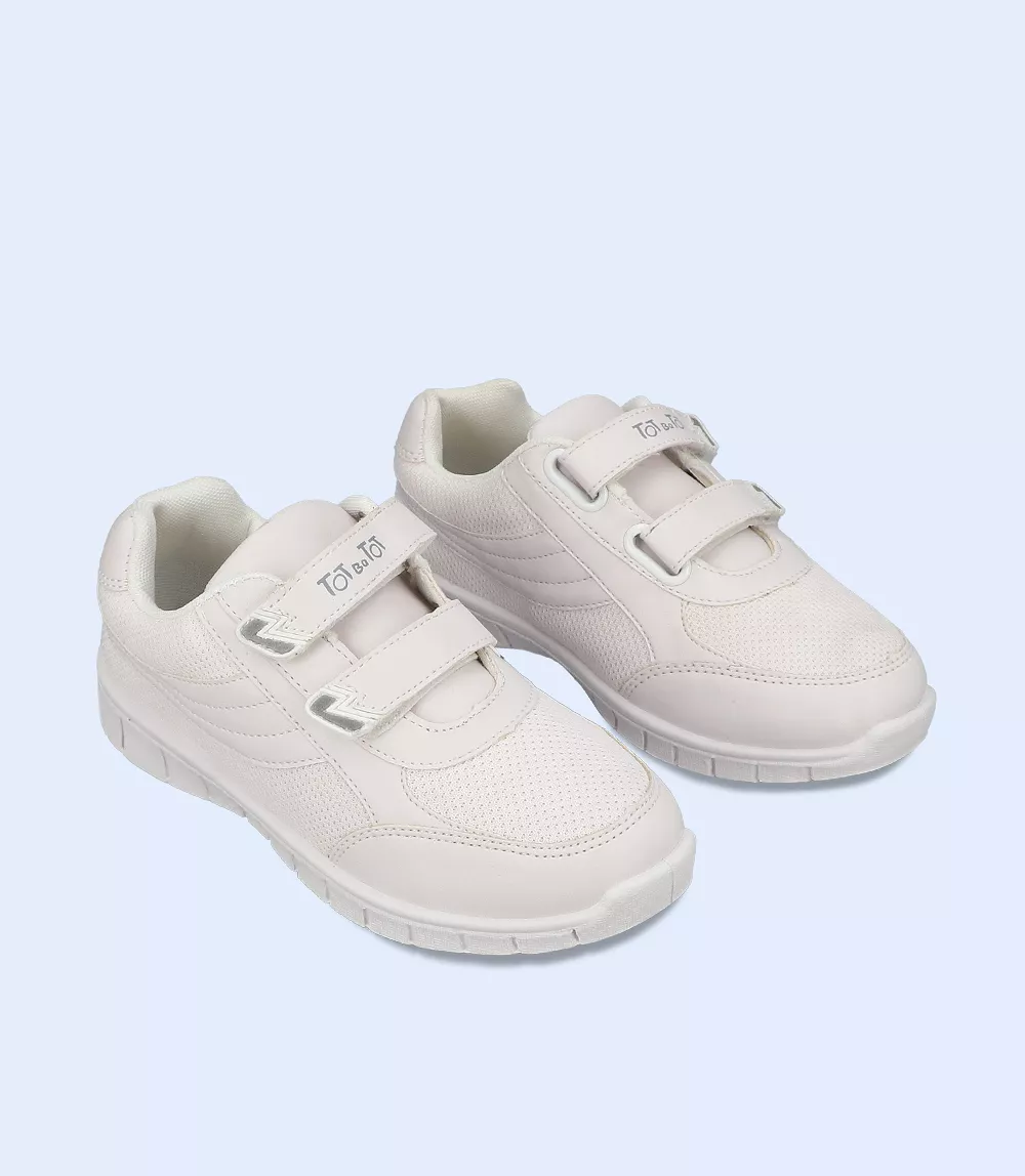 KB0152-WHITE-School Shoes For Boys