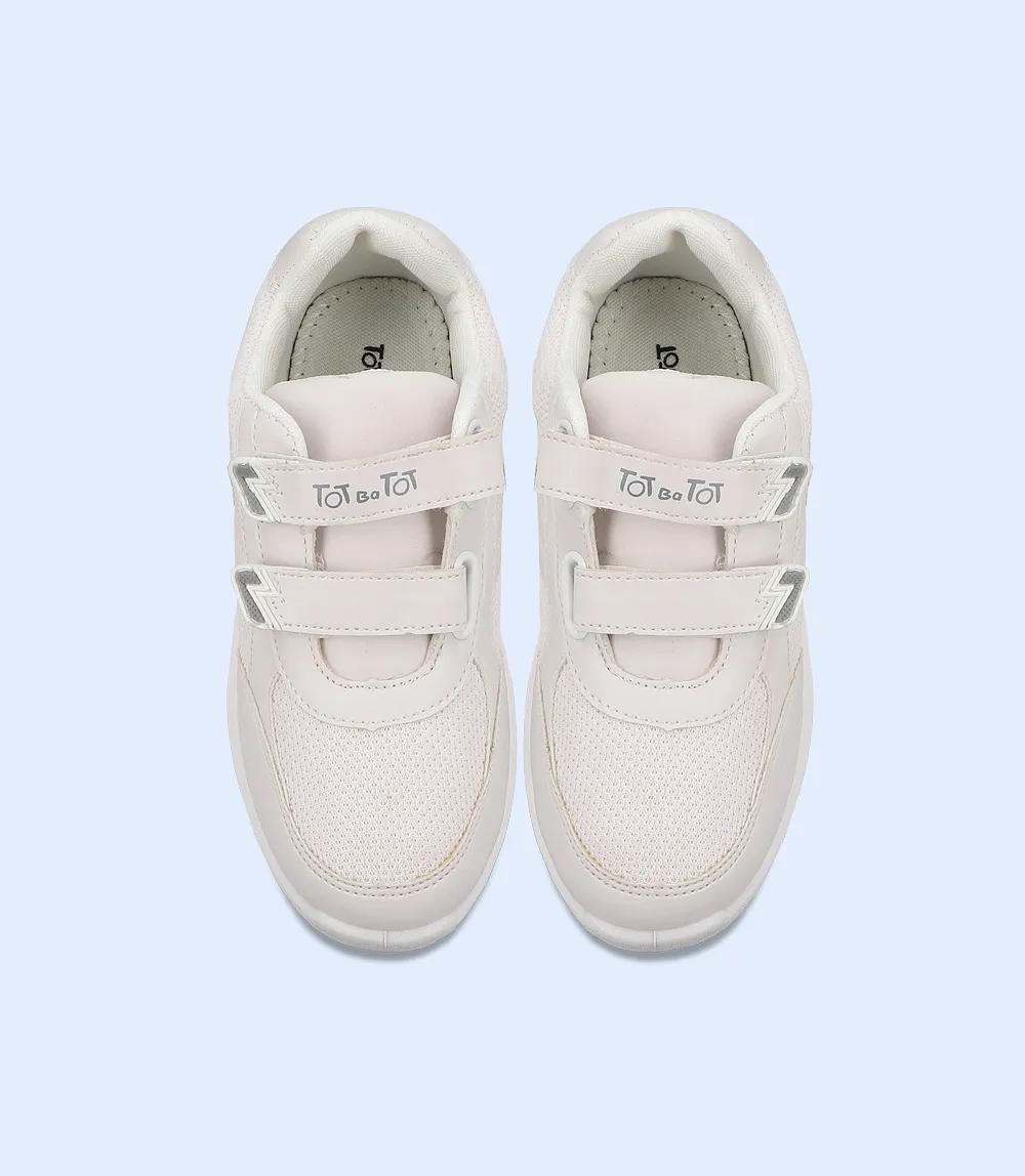 KB0152-WHITE-School Shoes For Boys