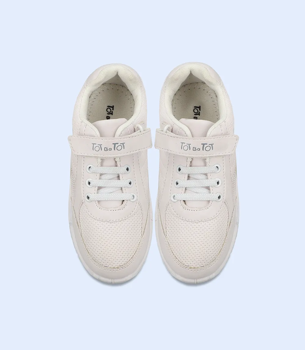 KB0153-WHITE-School Shoes For Boys