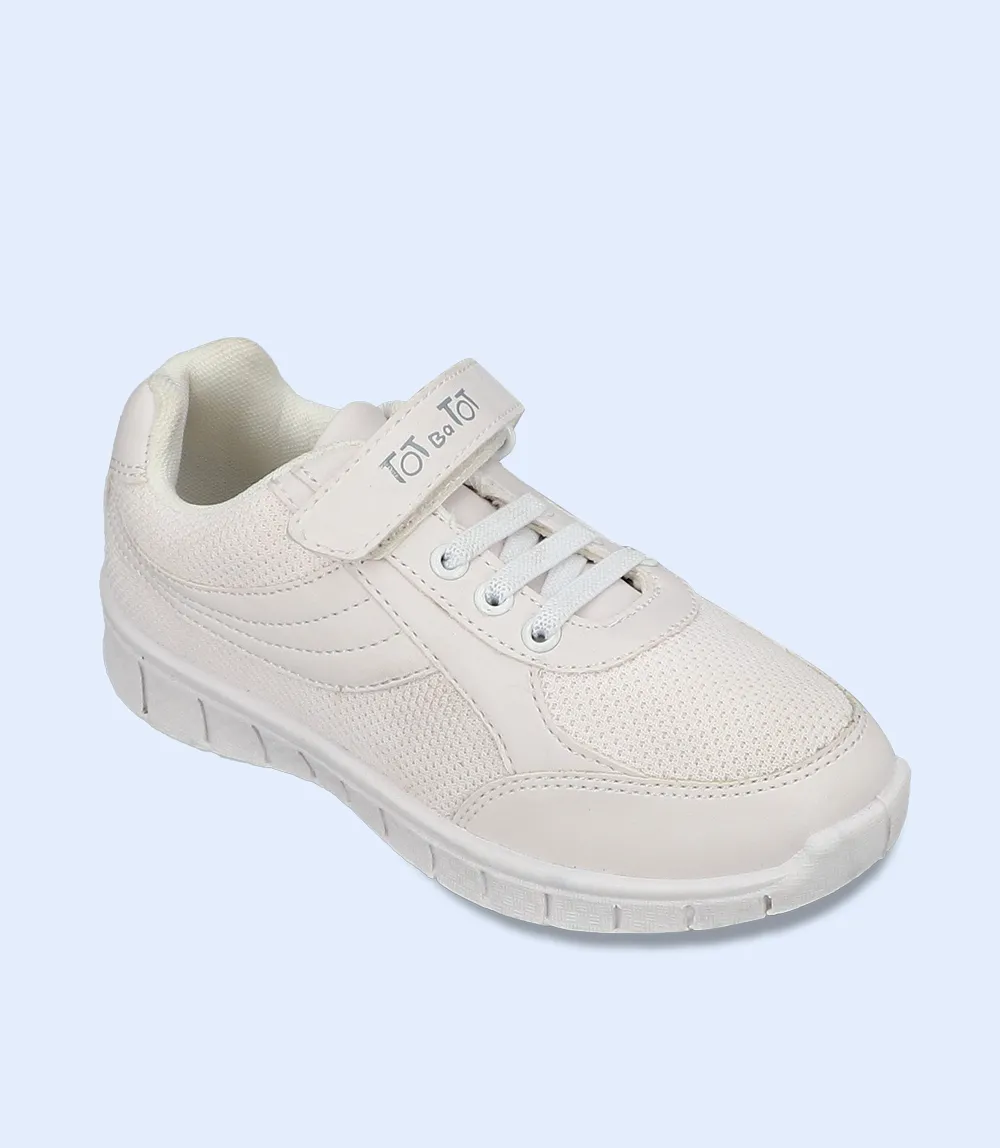 KB0154-WHITE-School Shoes For Boys