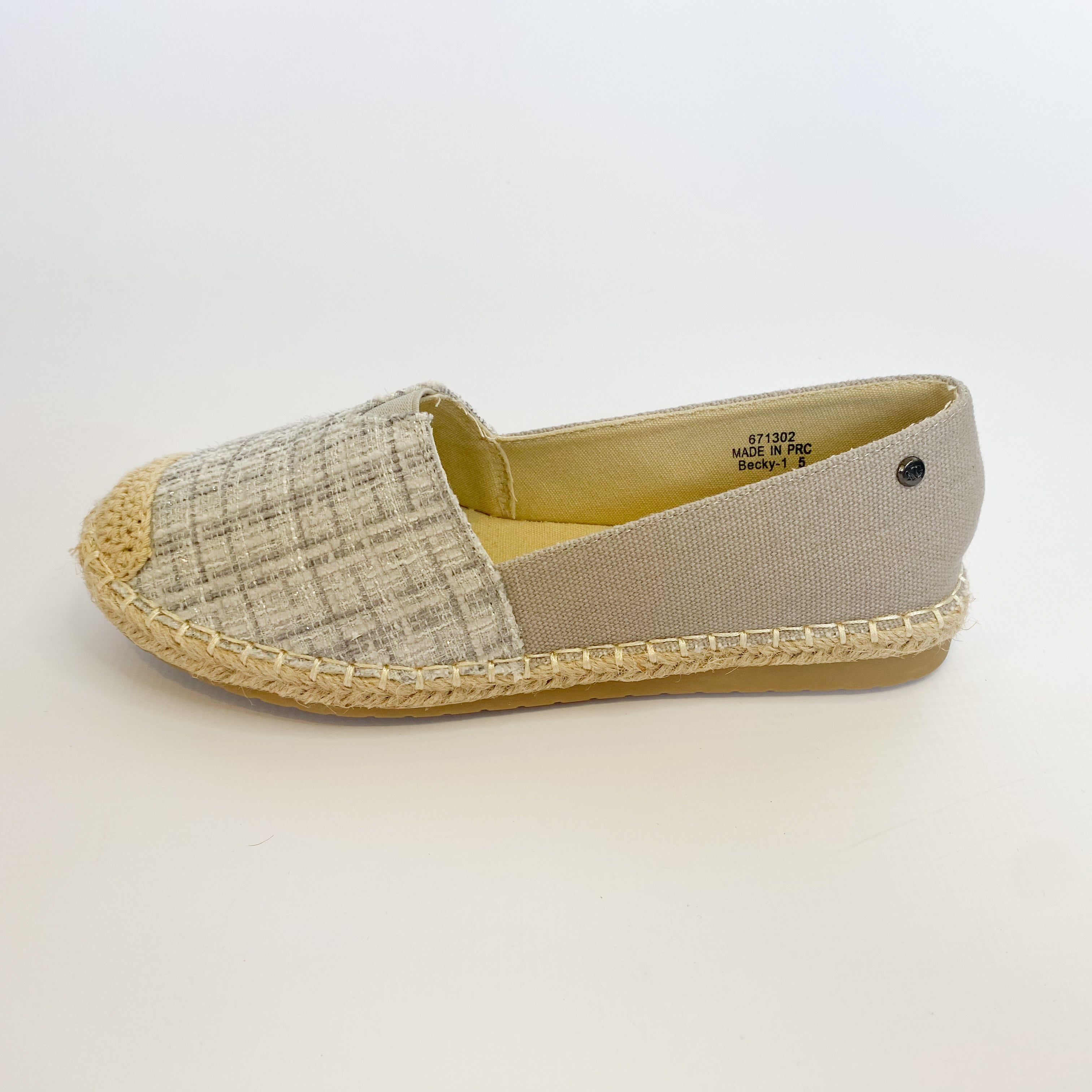 KG grey fabric slip on espadrille